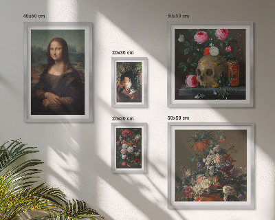 Ensemble de 5 tableaux Portraits floraux vintage