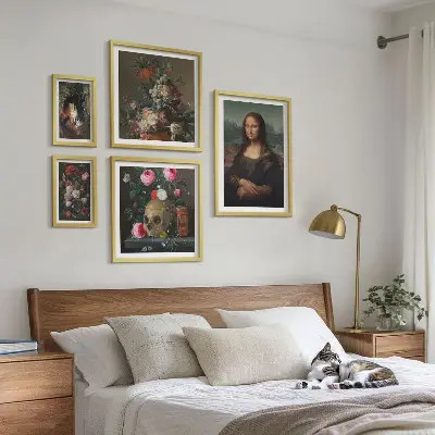 Portraits floraux vintage ensemble de 5 tableaux