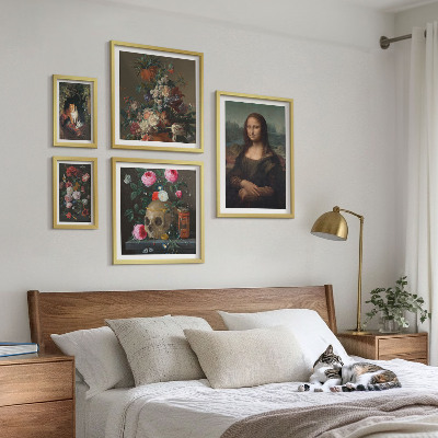 Ensemble de 5 tableaux Portraits floraux vintage