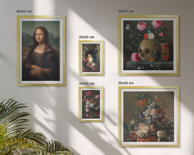 Ensemble de 5 tableaux Portraits floraux vintage