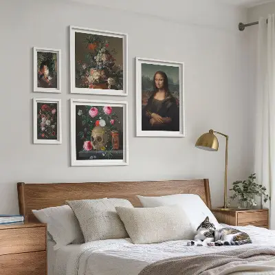 Portraits floraux vintage ensemble de 5 tableaux