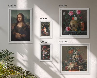 Ensemble de 5 tableaux Portraits floraux vintage