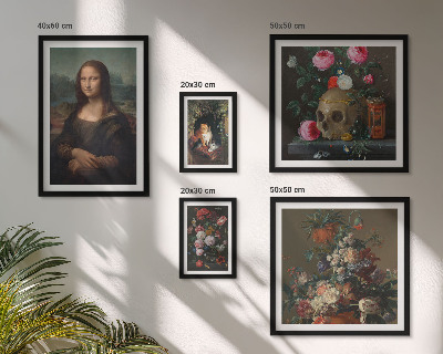 Ensemble de 5 tableaux Portraits floraux vintage