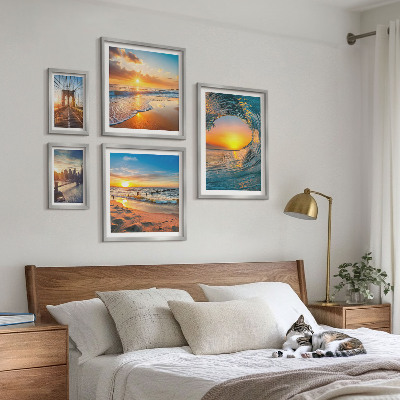 Tableau de décoration murale Couchers de soleil sur la mer, ponts de la ville