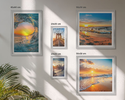 Tableau de décoration murale Couchers de soleil sur la mer, ponts de la ville