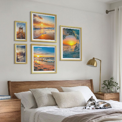 Tableau de décoration murale Couchers de soleil sur la mer, ponts de la ville