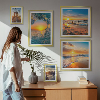 Tableau de décoration murale Couchers de soleil sur la mer, ponts de la ville