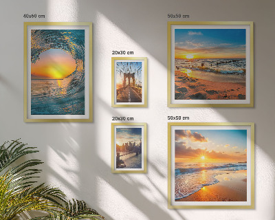 Tableau de décoration murale Couchers de soleil sur la mer, ponts de la ville