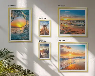 Tableau de décoration murale représentant des couchers de soleil sur la mer et des ponts de ville