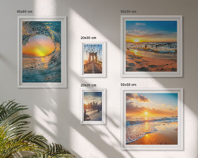 Tableau de décoration murale Couchers de soleil sur la mer, ponts de la ville