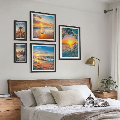 Tableau de décoration murale Couchers de soleil sur la mer, ponts de la ville