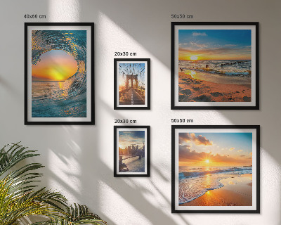Tableau de décoration murale Couchers de soleil sur la mer, ponts de la ville