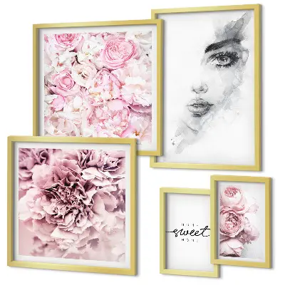 Lot de tableaux encadrés portrait floral pour la décoration intérieure