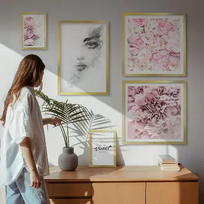 Lot de tableaux encadrés portrait floral pour la décoration intérieure
