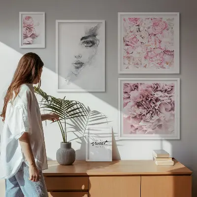 Lot de tableaux encadrés portrait floral pour la décoration intérieure