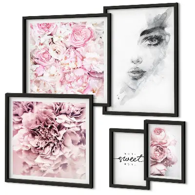 Lot de tableaux encadrés portrait floral pour la décoration intérieure