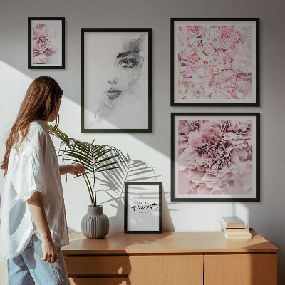 Lot de tableaux encadrés Portrait floral à propos de la maison