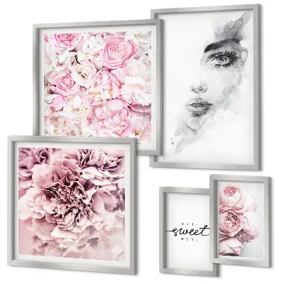 Lot de tableaux encadrés portrait floral pour la décoration intérieure