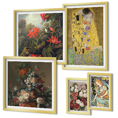 Ensemble de 5 tableaux Compositions d'art floral