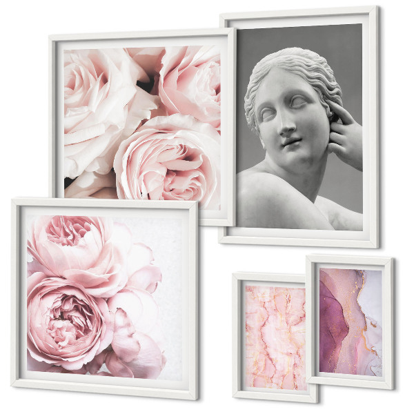 Ensemble de 5 tableaux Sculptures florales classiques
