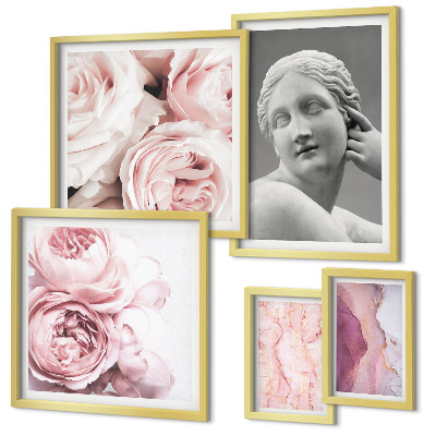 Ensemble de 5 tableaux Sculptures florales classiques