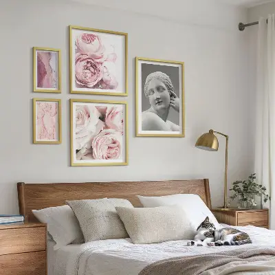 Sculptures florales classiques ensemble de 5 tableaux