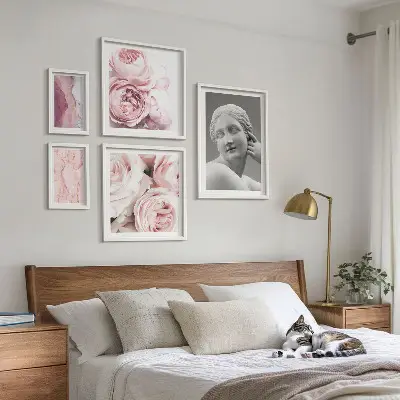 Sculptures florales classiques ensemble de 5 tableaux