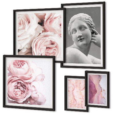 Ensemble de 5 tableaux Sculptures florales classiques