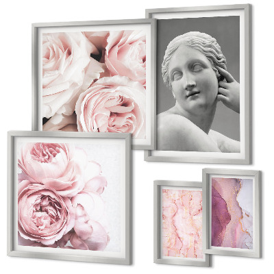 Ensemble de 5 tableaux Sculptures florales classiques