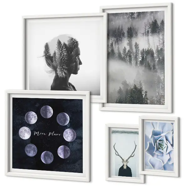 Ensemble de 5 tableaux motifs de forêt naturelle