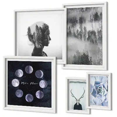 Ensemble de 5 tableaux motifs de forêt naturelle