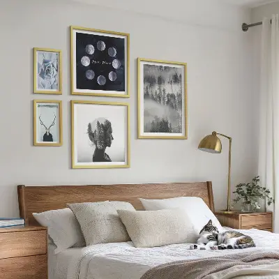 Ensemble de 5 tableaux motifs de forêt naturelle