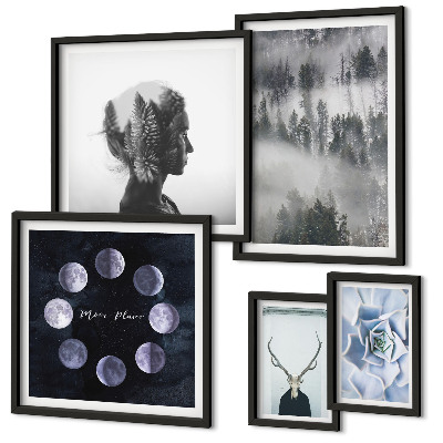 Ensemble de 5 tableaux Motifs spatiaux de forêt naturelle
