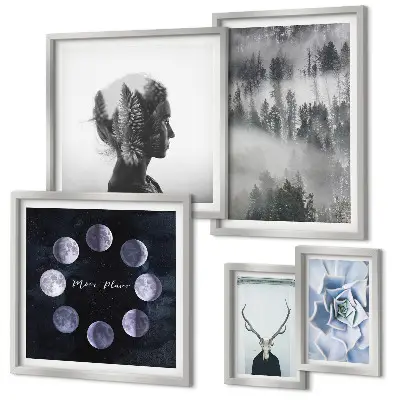 Ensemble de 5 tableaux motifs de forêt naturelle