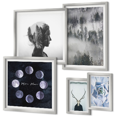 Ensemble de 5 tableaux Motifs spatiaux de forêt naturelle