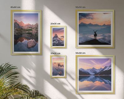 Lot de tableaux encadrés Reflets du coucher de soleil sur les montagnes