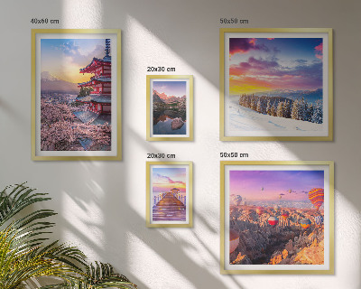 Ensemble de 5 tableaux Montagnes et fleurs d'Asie