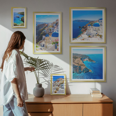 Tableau de décoration murale Îles grecques dômes bleus