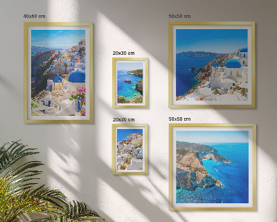 Tableau de décoration murale Îles grecques dômes bleus