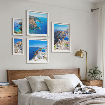 Tableau de décoration murale Îles grecques dômes bleus