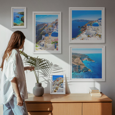Tableau de décoration murale Îles grecques dômes bleus