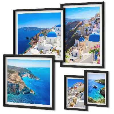 Tableau de décoration murale représentant les îles grecques aux dômes bleus