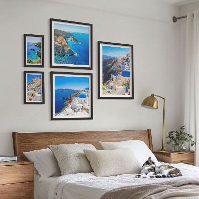 Tableau de décoration murale Îles grecques dômes bleus
