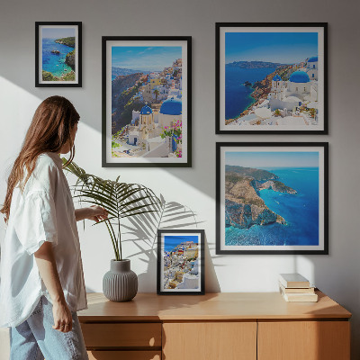 Tableau de décoration murale Îles grecques dômes bleus
