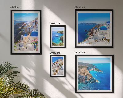 Tableau de décoration murale Îles grecques dômes bleus
