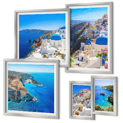 Tableau de décoration murale Îles grecques dômes bleus