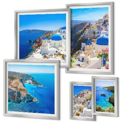 Tableau de décoration murale représentant les îles grecques aux dômes bleus