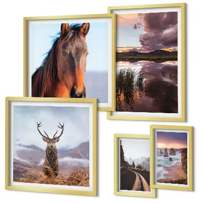 Ensemble de 5 tableaux sur le thème de la beauté naturelle des paysages