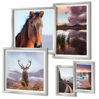 Ensemble de 5 tableaux sur le thème de la beauté naturelle des paysages