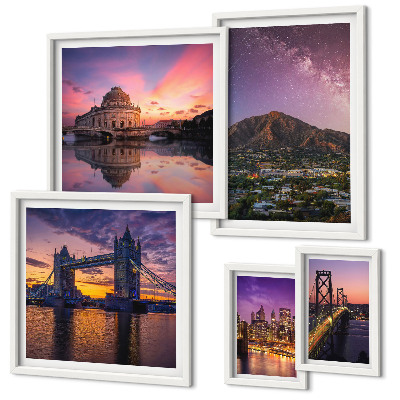 Tableau de décoration murale Paysages de villes de montagne la nuit
